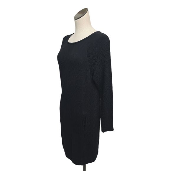 Pure J Jill Black Textured Dress Shift Sweater Long Sleeve Size Medium Pockets - Picture 7 of 13
